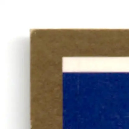 Corner of a blue and white score football Bruce Smith Buffalo Bills with a brown border