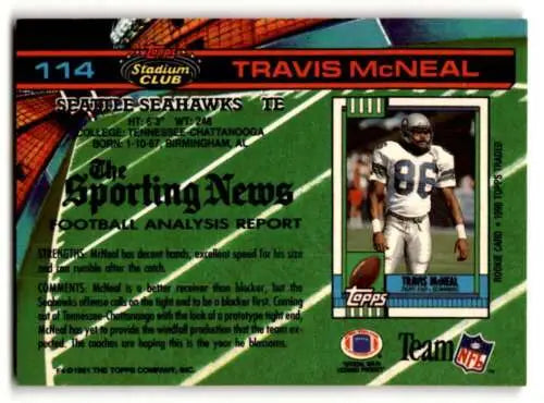 1991 Stadium Club #114 Travis McNeal Seattle Seahawks Football Card Original Gloss