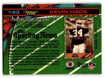1991 Stadium Club #143 Kevin Mack Cleveland Browns Football Card Original Gloss NM