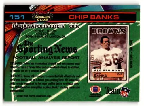 1991 Stadium Club #151 Chip Banks Indianapolis Colts Football Card original gloss