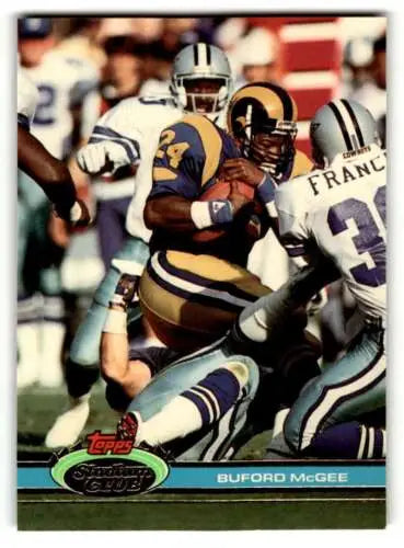 Buford McGee Los Angeles Rams football card with original gloss from 1991 Stadium Club