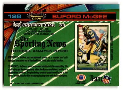 Buford McGee Los Angeles Rams football card featuring original gloss 1991 Stadium Club #198