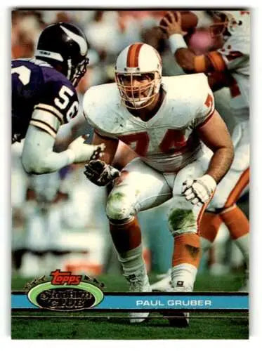Paul Gruber Tampa Bay Buccaneers football card 1991 Stadium Club original gloss