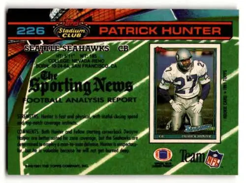 Patrick Hunter football card.