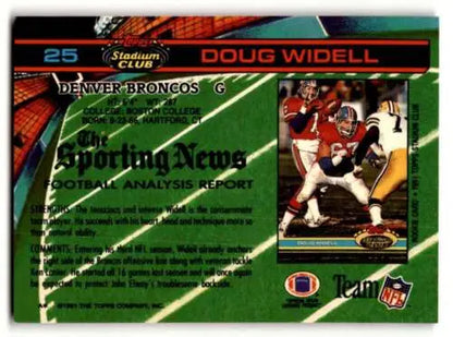 Doug Widell Denver Broncos football card with original gloss from 1991 Stadium Club