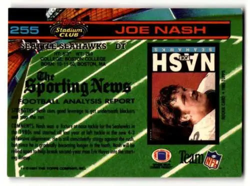 Original gloss 1991 Stadium Club #255 Joe Nash Seattle Seahawks football card NM
