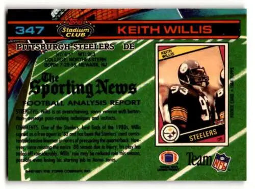 Original gloss 1991 Stadium Club #347 Keith Willis Pittsburgh Steelers Football Card
