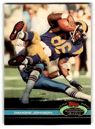 Damone Johnson Los Angeles Rams football card original gloss 1991 Stadium Club #405
