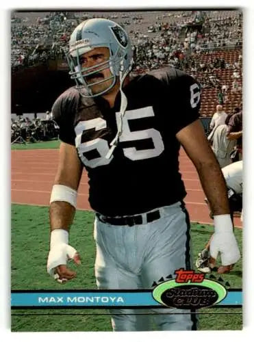 Max Montoya Los Angeles Raiders football card with original gloss 1991 Stadium Club #431