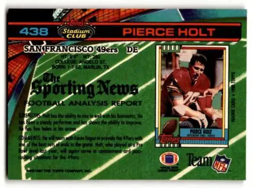Pierce Holt San Francisco 49ers football card with original gloss from 1991 Stadium Club