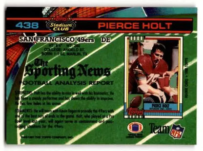 Pierce Holt San Francisco 49ers football card with original gloss from 1991 Stadium Club