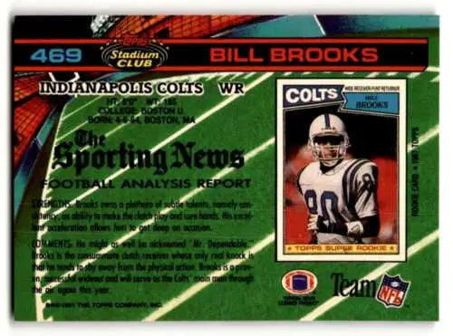 Bill Brooks Indianapolis Colts football card featuring original gloss from 1991 Stadium Club