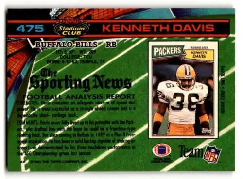 Kenneth Davis Buffalo Bills football card 1991 Stadium Club original gloss NM condition