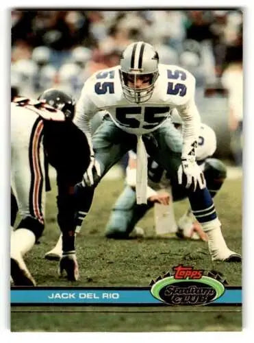 Jack Del Rio football card featuring original gloss from 1991 Stadium Club Dallas Cowboys