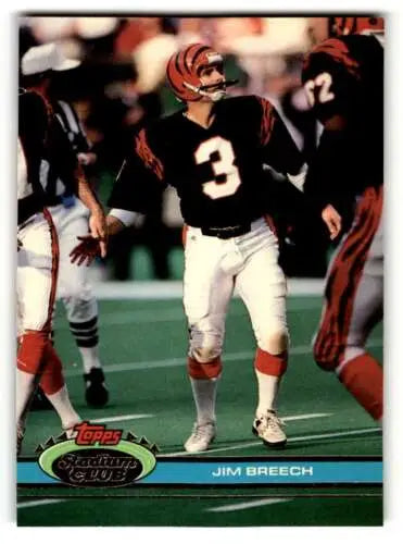 Original gloss 1991 Stadium Club Jim Breech Cincinnati Bengals football card collectible