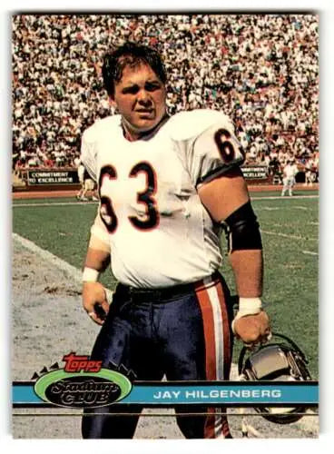 Jay Hilgenberg Chicago Bears football card with original gloss from 1991 Stadium Club