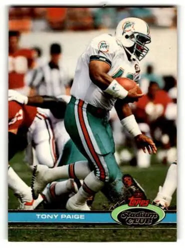 Tony Paige Miami Dolphins football card 1991 Stadium Club original gloss NM condition