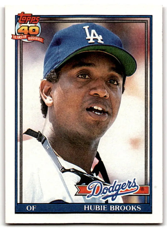 Hubie Brooks Los Angeles Dodgers baseball card featuring player in blue cap