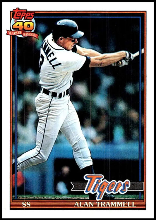 Alan Trammell batting on 1991 Topps #275 Detroit Tigers Baseball Card