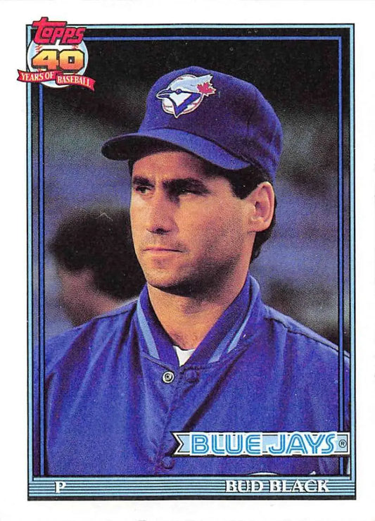 Bud Black Toronto Blue Jays baseball card featuring player in blue cap and uniform