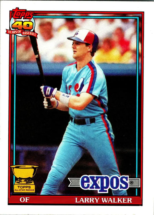 Larry Walker Montreal Expos baseball card in powder blue uniform with red trim