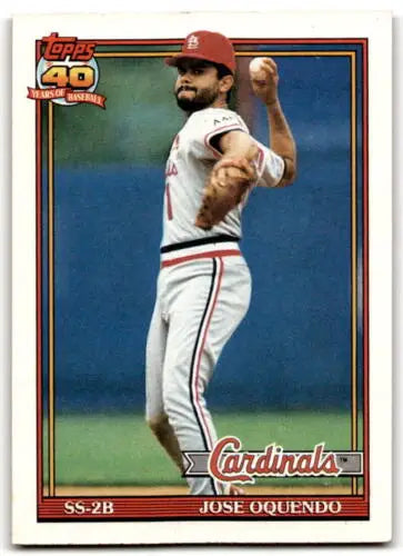 1991 Topps #343 Jose Oquendo baseball card with original gloss, Cardinals collectible