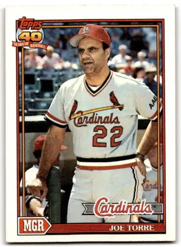 Joe Torre baseball card from 1991 Topps #351 in NM condition with original gloss