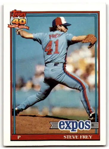 Steve Frey baseball card from 1991 Topps #462 with original gloss, Expos