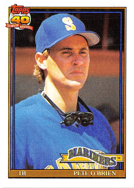 Pete O’Brien Seattle Mariners baseball card in blue uniform and cap from 1991 Topps