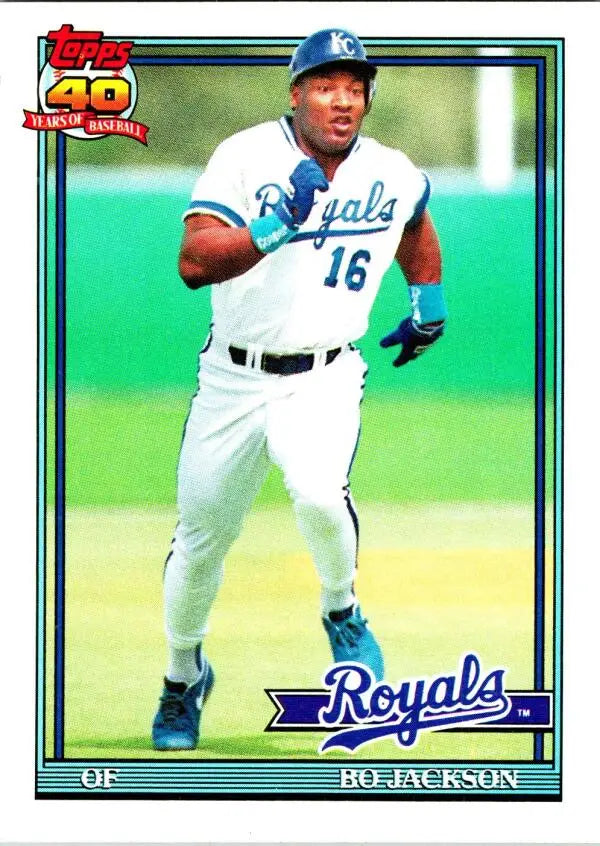Baseball player in Kansas City Royals uniform running on the field, 1991 Topps card
