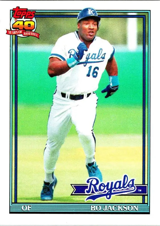 Baseball player in Kansas City Royals uniform running on the field, 1991 Topps card