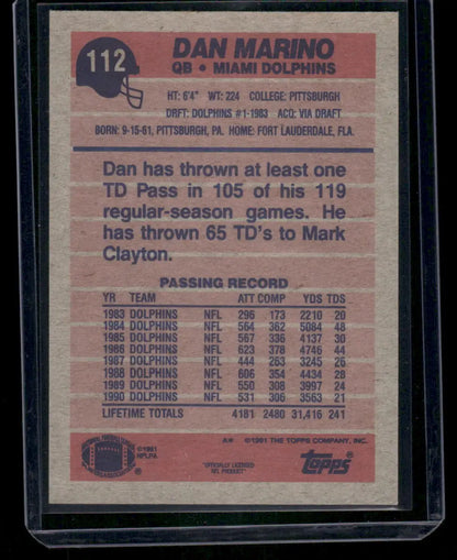1991 Topps Dan Marino #112 Football - Trading Card
