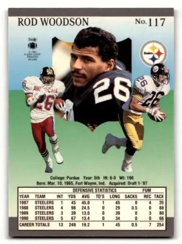 1991 Ultra Rod Woodson Pittsburgh Steelers Football Card with original gloss quality