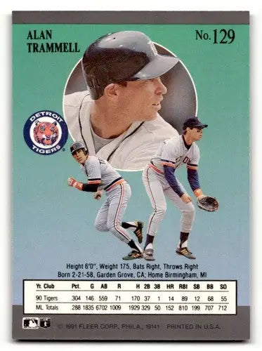 1991 Ultra #129 Alan Trammell Detroit Tigers Baseball Cards EX/NM ID:53990 - Baseball Cards