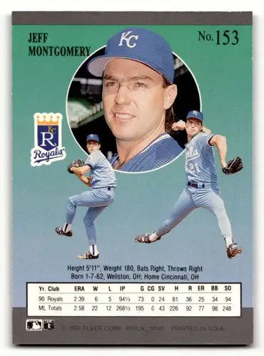 1991 Ultra #153 Jeff Montgomery Kansas City Royals Baseball Cards EX ID:54008 - Baseball Cards