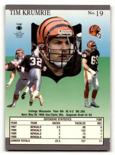 Tim Krumrie Cincinnati Bengals football card 1991 Ultra original gloss NM condition
