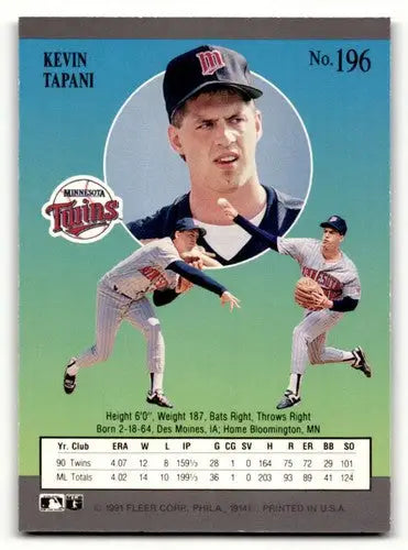 1991 Ultra #196 Kevin Tapani Minnesota Twins Baseball Cards EX/NM ID:54003 - Baseball Cards