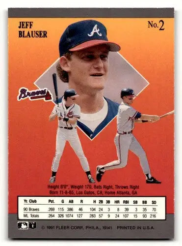 1991 Ultra #2 Jeff Blauser Atlanta Braves Baseball Cards EX/NM ID:54005 - Trading Cards