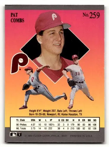 1991 Ultra #259 Pat Combs Philadelphia Phillies Baseball Cards EX/NM ID:53988 - Baseball Cards