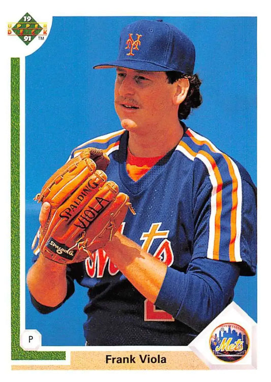 Frank Viola New York Mets pitcher card in blue and orange from Upper Deck 1991