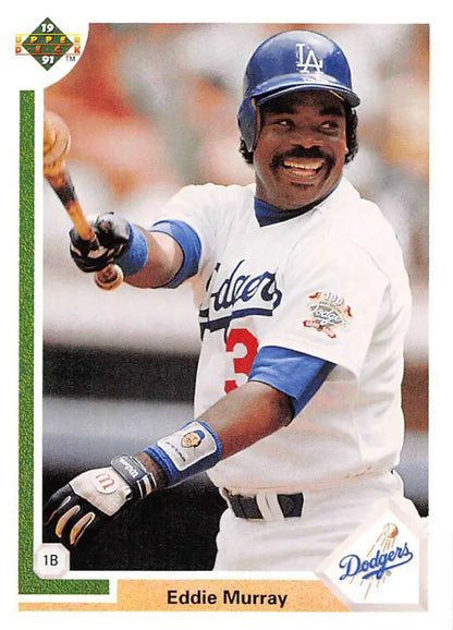 Eddie Murray smiling in Los Angeles Dodgers uniform on 1991 baseball card