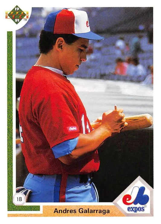 Andres Galarraga signing an autograph in a Montreal Expos uniform
