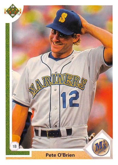 Seattle Mariners player Pete O’Brien in jersey number 12 for 1991 Upper Deck card