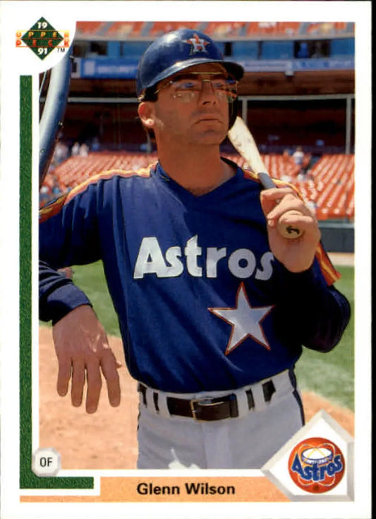 Baseball player Glenn Wilson in blue Houston Astros uniform for Upper Deck card
