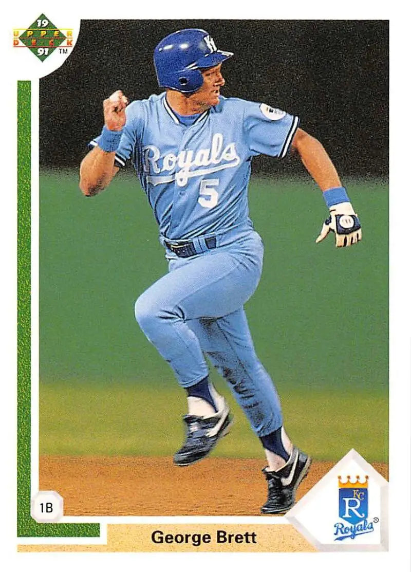 Baseball player in light blue Kansas City Royals uniform highlighting George Brett’s legacy