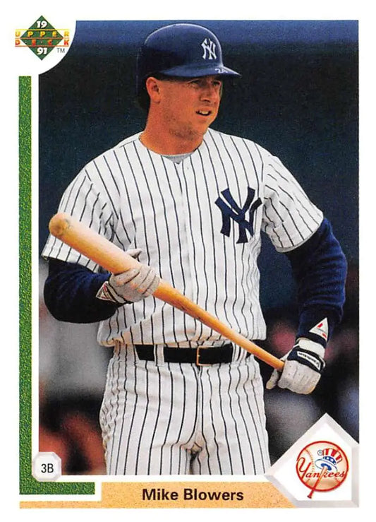 Baseball player Mike Blowers in New York Yankees uniform on Upper Deck card