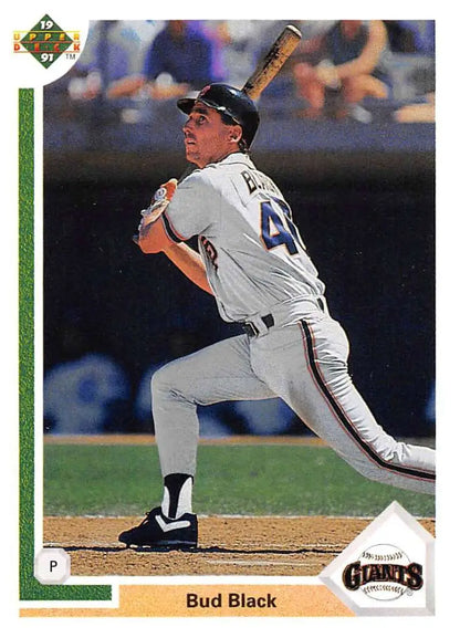 Bud Black batting in a San Francisco Giants uniform, 1991 Upper Deck Baseball Card