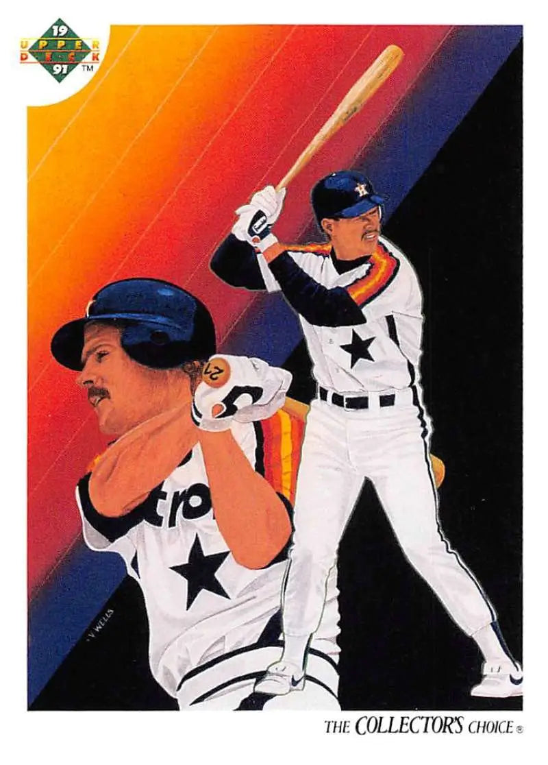Baseball card featuring Glenn Davis and another Houston Astros player in batting poses