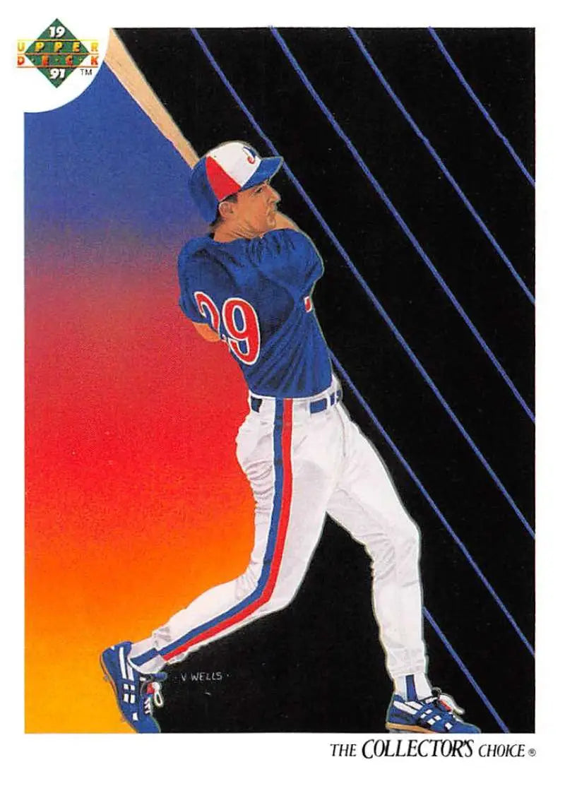 Tim Wallach in blue and white uniform swinging bat, Montreal Expos Upper Deck card