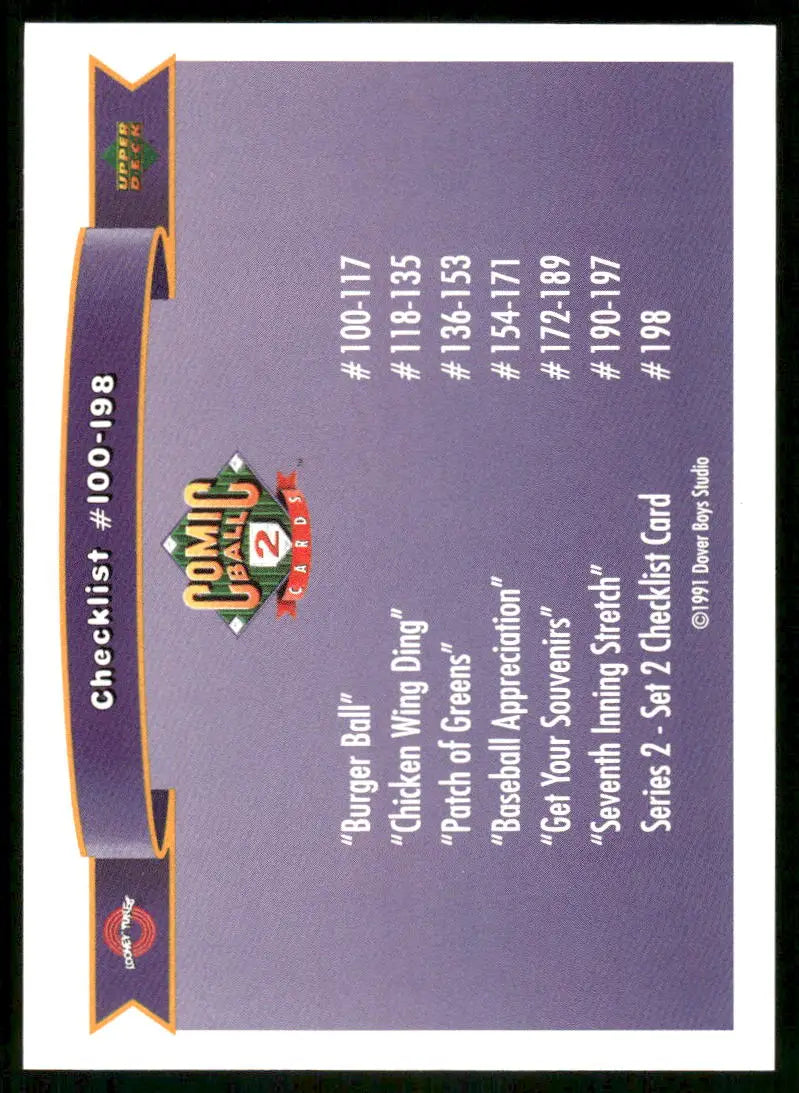 Baseball card checklist for 1991 Upper Deck Looney Tunes #198 collectible card